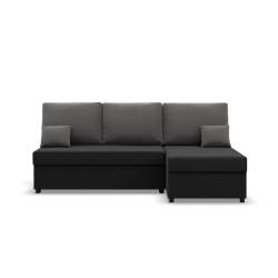 Ecksofa KEMI, Polsterung - Federkern, Seite - RECHTS, Farbe - SCHWARZ + GRAU