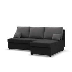 Ecksofa KEMI, Polsterung - Federkern, Seite - RECHTS, Farbe - SCHWARZ + GRAU