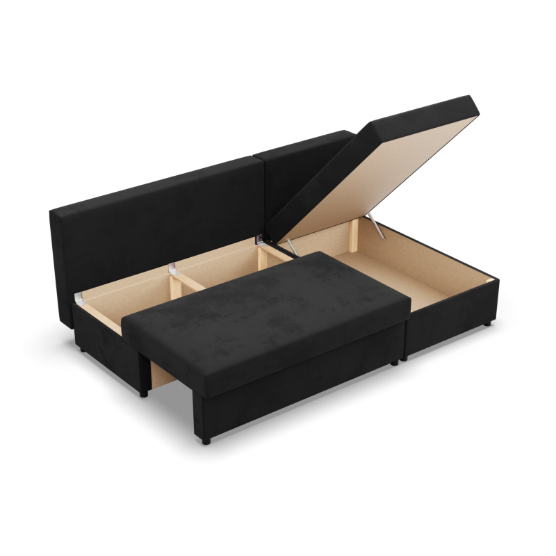 KEMI Corner Sofa, Filling - Spring, Side - RIGHT, Color - BLACK + GRAY