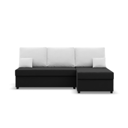 KEMI Corner Sofa, Filling - Spring, Side - RIGHT, Color - BLACK + WHITE