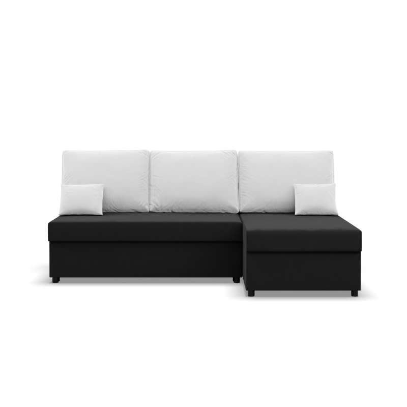 KEMI Corner Sofa, Filling - Spring, Side - RIGHT, Color - BLACK + WHITE