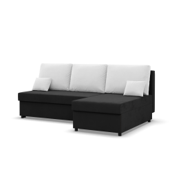 KEMI Corner Sofa, Filling - Spring, Side - RIGHT, Color - BLACK + WHITE