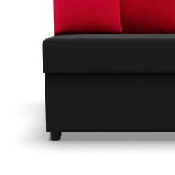 Ecksofa KEMI, Polsterung - Federkern, Seite - RECHTS, Farbe - SCHWARZ + ROT