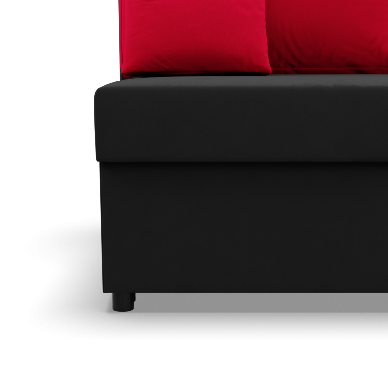 Ecksofa KEMI, Polsterung - Federkern, Seite - RECHTS, Farbe - SCHWARZ + ROT