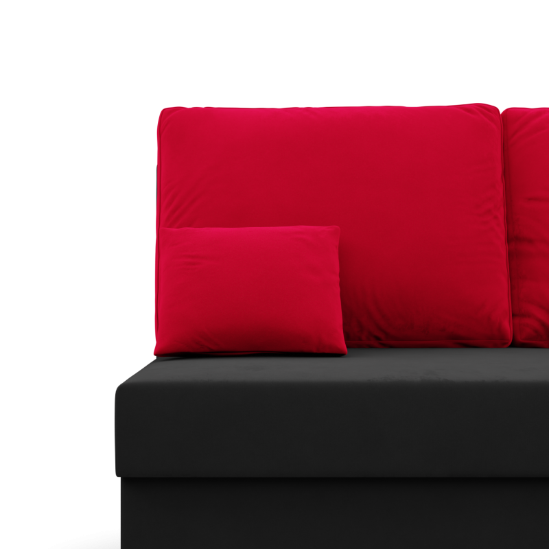 Ecksofa KEMI, Polsterung - Federkern, Seite - RECHTS, Farbe - SCHWARZ + ROT