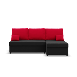 Ecksofa KEMI, Polsterung - Federkern, Seite - RECHTS, Farbe - SCHWARZ + ROT