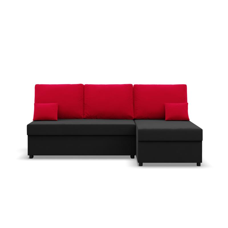 Ecksofa KEMI, Polsterung - Federkern, Seite - RECHTS, Farbe - SCHWARZ + ROT