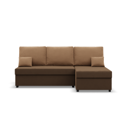 KEMI Corner Sofa, Filling - Spring, Side - RIGHT, Color - BROWN + CAPPUCCINO
