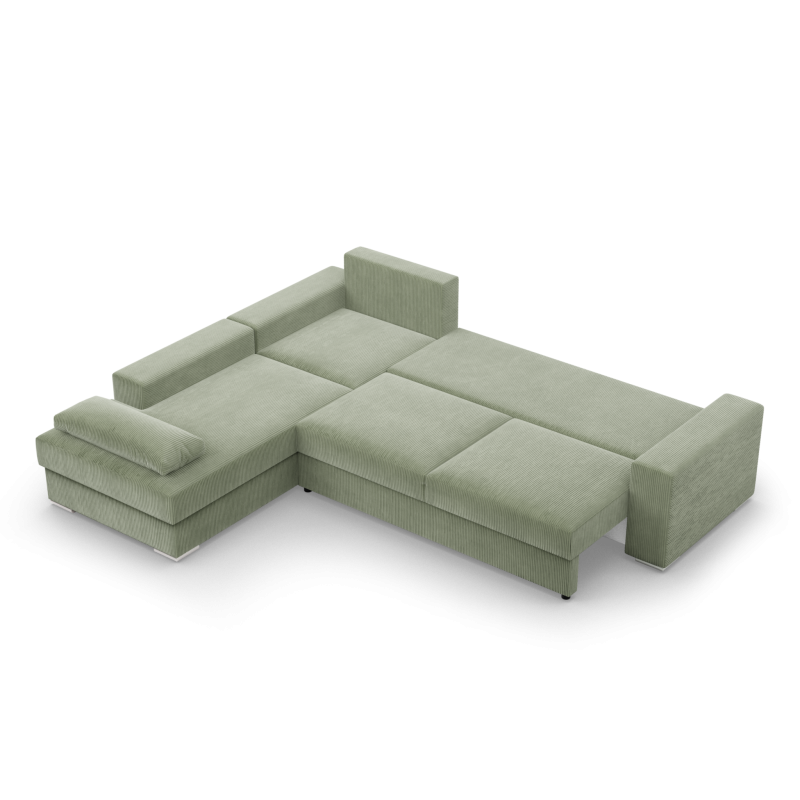 VELANO LL Corner Sofa, Side - LEFT, Color - LIGHT GREEN
