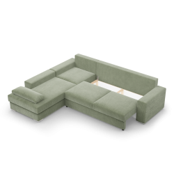 VELANO LL Corner Sofa, Side - LEFT, Color - LIGHT GREEN