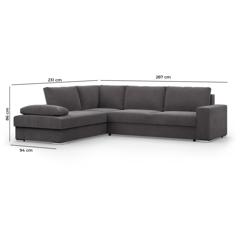VELANO LL Corner Sofa, Side - LEFT, Color - NAVY BLUE