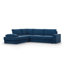 Ecksofa VELANO LL, Seite - LINKS, Farbe - DUNKELBLAU