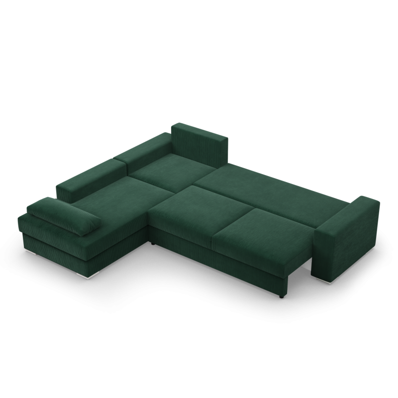 VELANO LL Corner Sofa, Side - LEFT, Color - BOTTLE GREEN