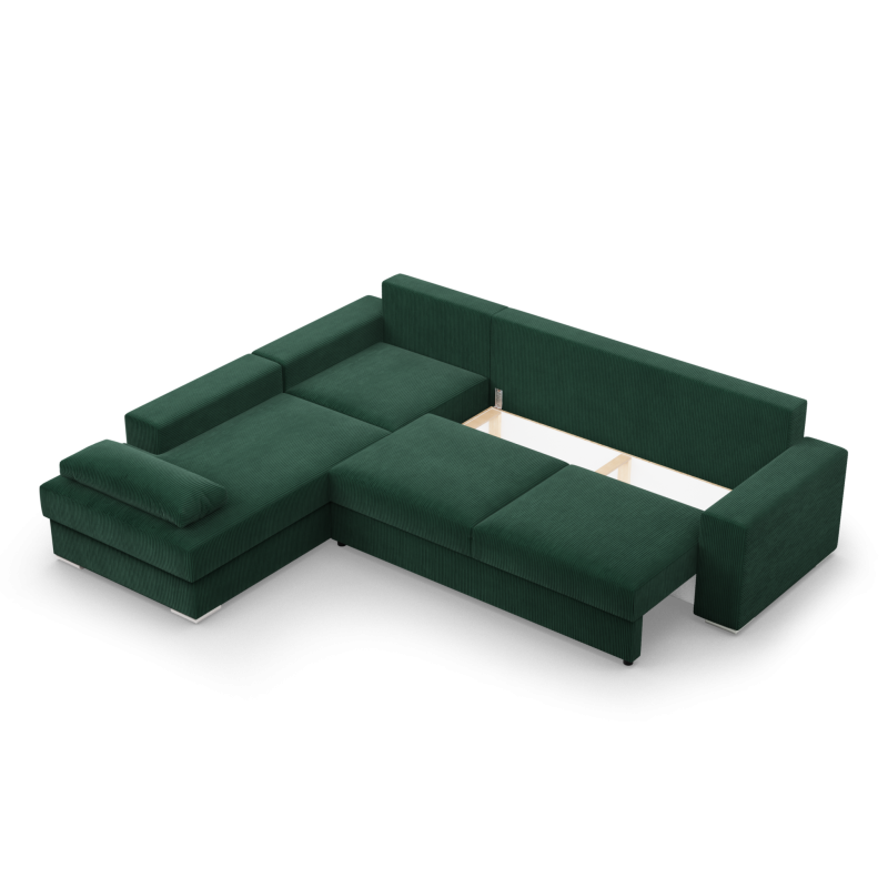 VELANO LL Corner Sofa, Side - LEFT, Color - BOTTLE GREEN