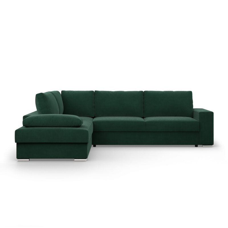 VELANO LL Corner Sofa, Side - LEFT, Color - BOTTLE GREEN