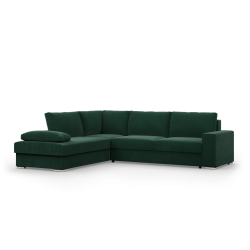 Ecksofa VELANO LL, Seite - LINKS, Farbe - FLASCHENGRÜN