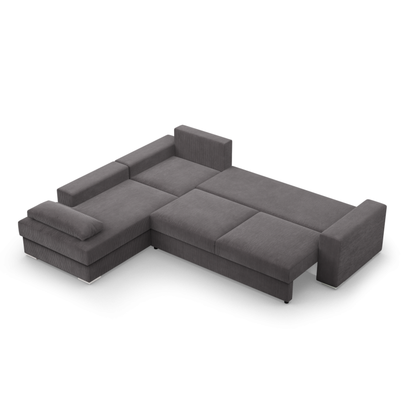 Ecksofa VELANO LL, Seite - LINKS, Farbe - DUNKELGRAU