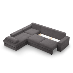 Ecksofa VELANO LL, Seite - LINKS, Farbe - DUNKELGRAU