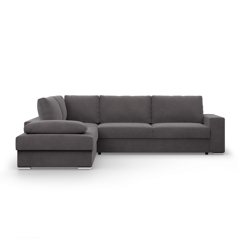 Ecksofa VELANO LL, Seite - LINKS, Farbe - DUNKELGRAU