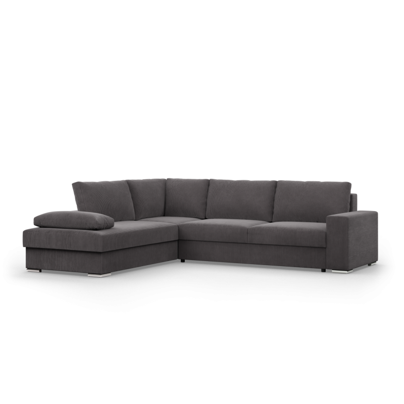 Ecksofa VELANO LL, Seite - LINKS, Farbe - DUNKELGRAU