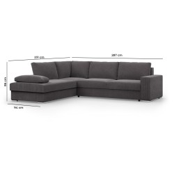 Ecksofa VELANO LL, Seite - RECHTS, Farbe - GRAU