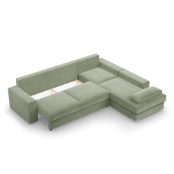 VELANO LL Corner Sofa, Side - RIGHT, Color - LIGHT GREEN