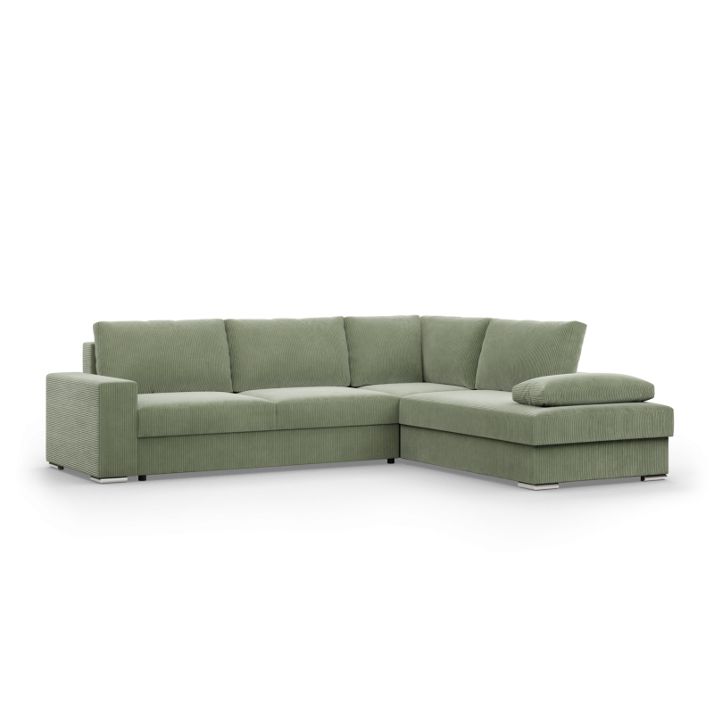 VELANO LL Corner Sofa, Side - RIGHT, Color - LIGHT GREEN