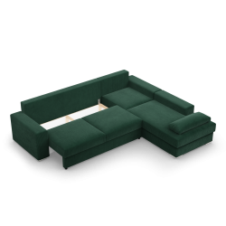 Ecksofa VELANO LL, Seite - RECHTS, Farbe - FLASCHENGRÜN