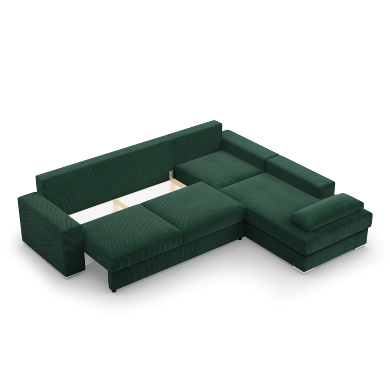 Ecksofa VELANO LL, Seite - RECHTS, Farbe - FLASCHENGRÜN