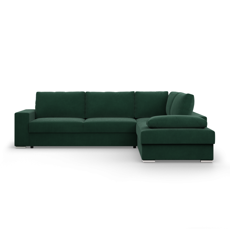 Ecksofa VELANO LL, Seite - RECHTS, Farbe - FLASCHENGRÜN