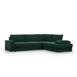 Ecksofa VELANO LL, Seite - RECHTS, Farbe - FLASCHENGRÜN