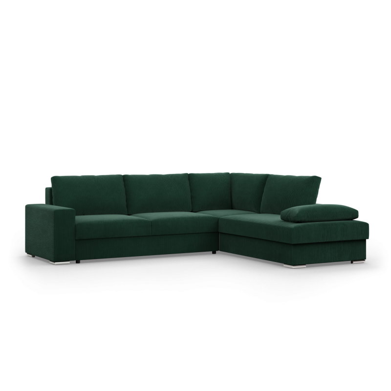 VELANO LL Corner Sofa, Side - RIGHT, Color - BOTTLE GREEN