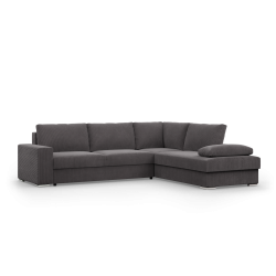 Ecksofa VELANO LL, Seite - RECHTS, Farbe - DUNKELGRAU