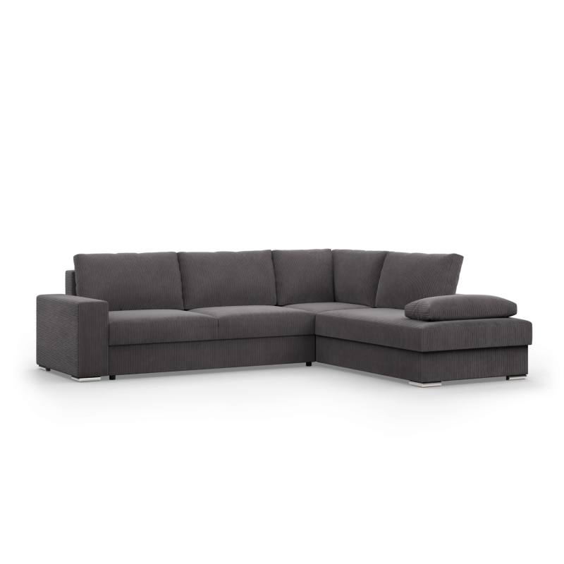 Ecksofa VELANO LL, Seite - RECHTS, Farbe - DUNKELGRAU