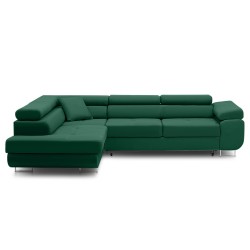 RIGATTO Corner Sofa, Side - LEFT, Color - BOTTLE GREEN