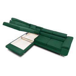 RIGATTO Corner Sofa, Side - LEFT, Color - BOTTLE GREEN