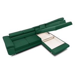 RIGATTO corner sofa, Side - RIGHT, Color - BOTTLE GREEN