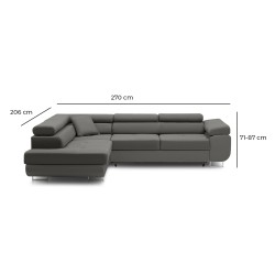 RIGATTO Corner Sofa, Side - RIGHT, Color - LIGHT GRAY