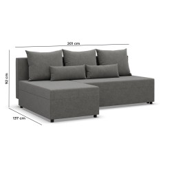 Ecksofa Fermo Lux, Farbe - SCHWARZ