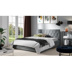 Cama tapizada Prestige con contenedor para ropa de cama Plusz, Alova 14 - Elegancia y confort en tu dormitorio.