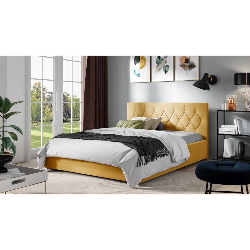 Prestige upholstered bed with bedding storage Plusz, Alova 07 - Elegance and comfort in your bedroom