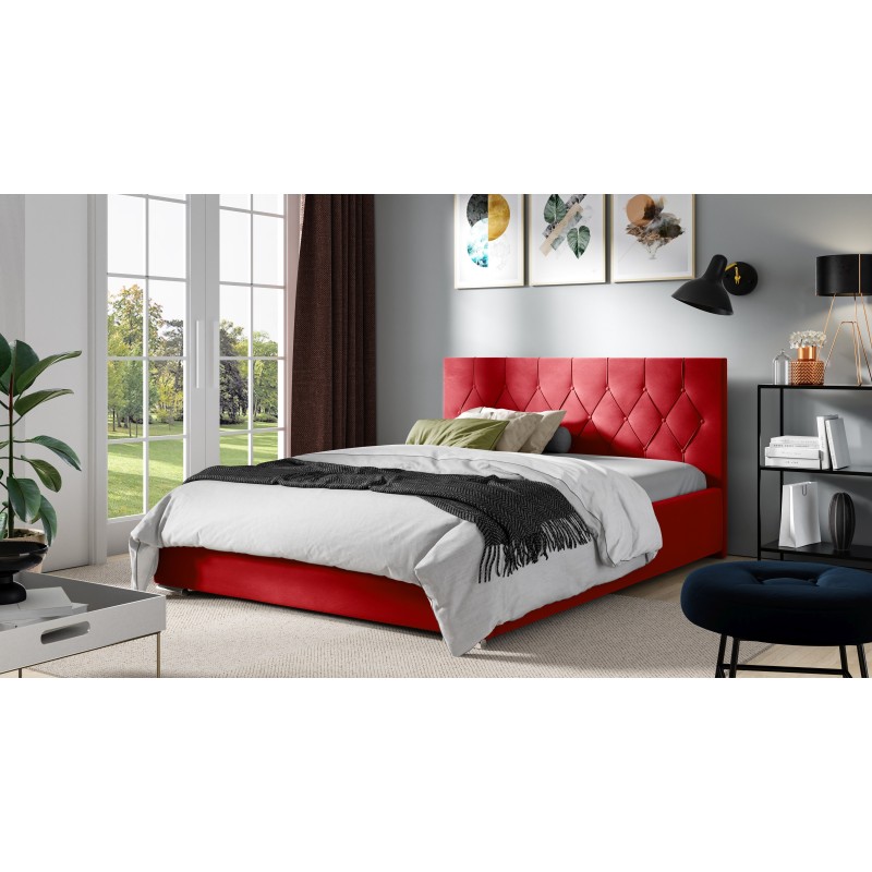 Cama tapizada Prestige con contenedor para ropa de cama Plusz, Alova 34 - Elegancia y confort en tu dormitorio