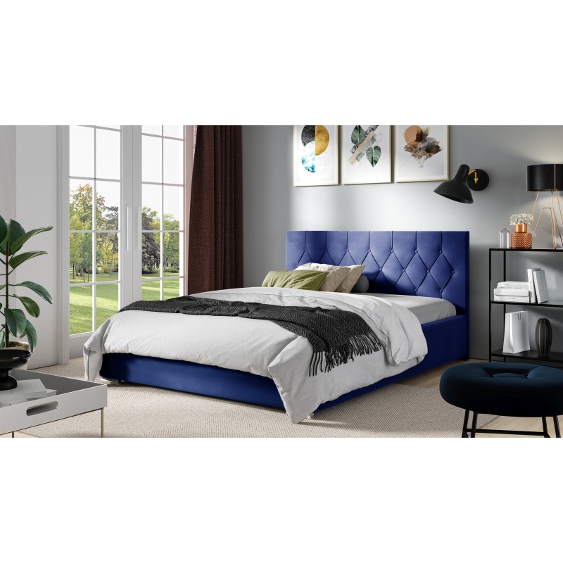 Cama tapizada Prestige con contenedor para ropa de cama Plusz, Alova 12 - Elegancia y confort en tu dormitorio