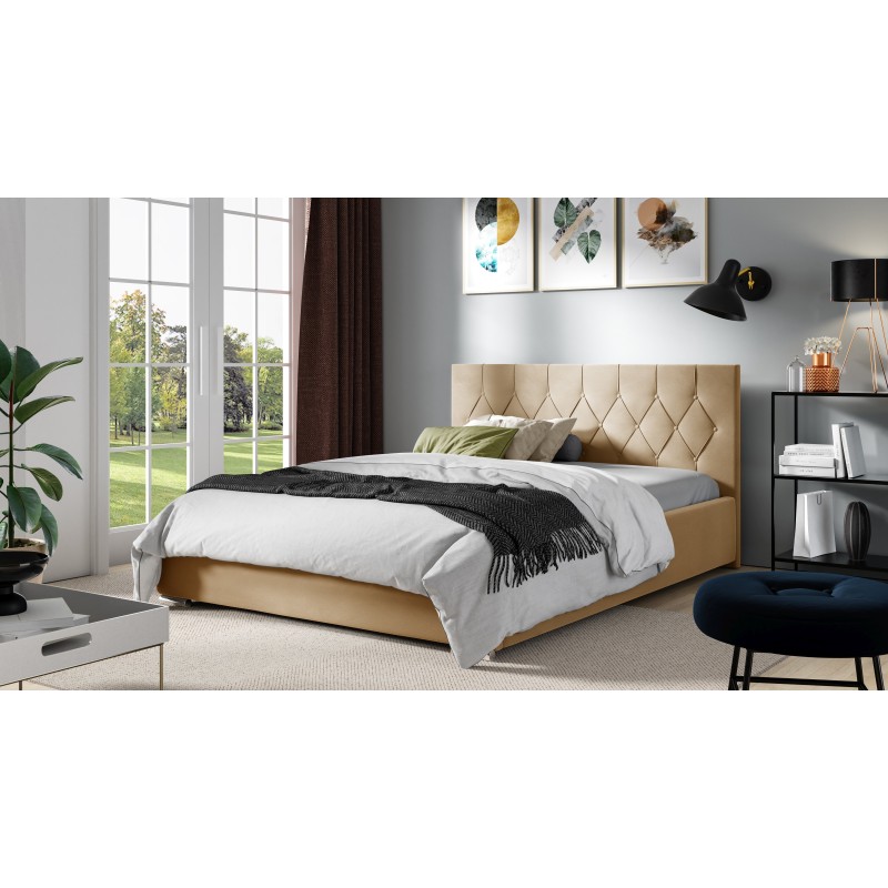 Prestige upholstered bed with storage for bedding Plusz, Alova 05 - Elegance and comfort in your bedroom