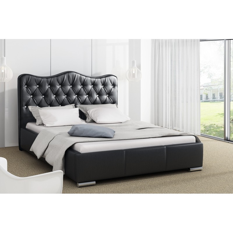 Palermo upholstered bed with bedding storage, Eco leather fabric, Madrid 9100 | Luxurious sleeping comfort