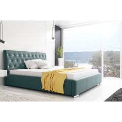Cama tapizada Asti con contenedor para ropa de cama, tela Plecionka, Inari 87