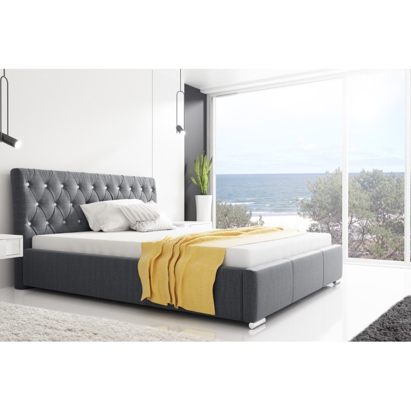Asti upholstered bed with bedding storage, fabric Weave, Inari 81