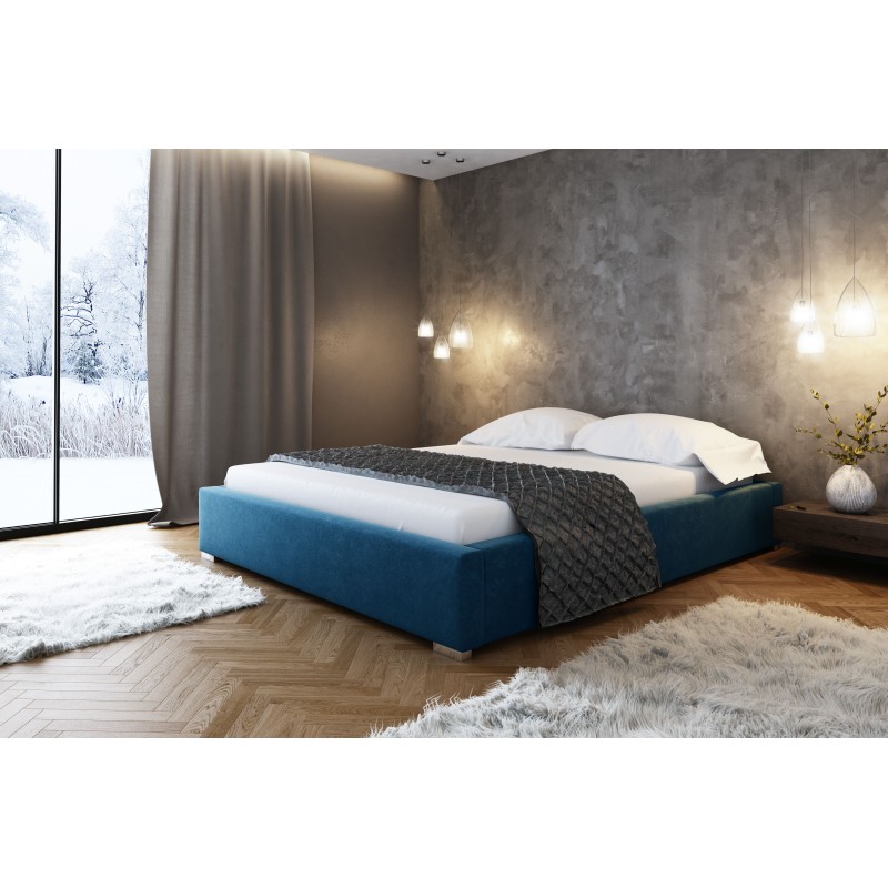 Cama tapizada Modena con contenedor para ropa de cama tela J