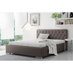 Cama tapizada Brescia con contenedor para ropa de cama - Cuero ecológico, Soft 24 | Confort y Estilo Excepcional.