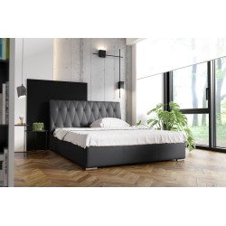 Cama tapizada Salerno con contenedor para ropa de cama, tela Eco cuero, Soft 20 | Cama elegante y práctica para tu dormitorio.